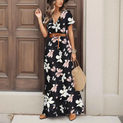 Floral Belted Maxi Dress