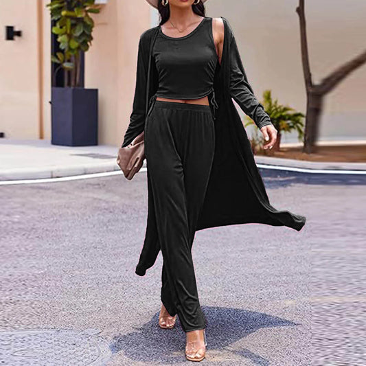 Casual Cardigan Pants Set