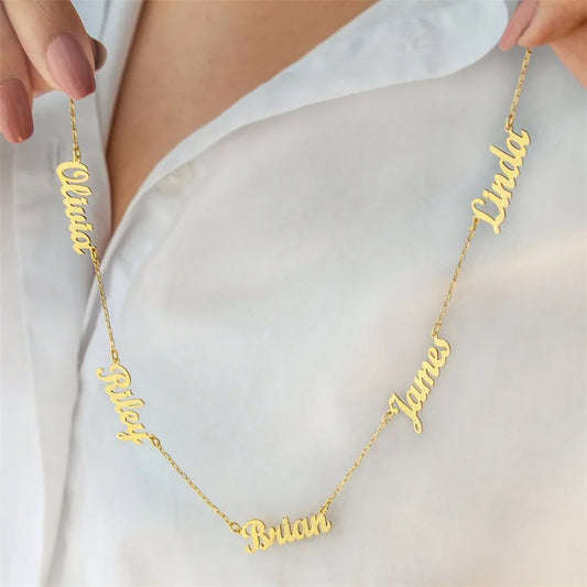 Custom Multi-name Necklace Stainless